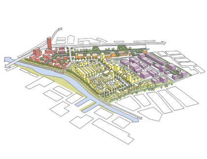 Leiderdorp baanderij vogelvlucht schets